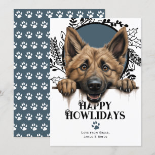 Cartes Pour Fêtes Annuelles Joyeux Howlidays Belgique Berger Chien Noël