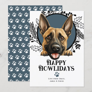 Cartes Pour Fêtes Annuelles Joyeux Howlidays Belgique Malinois chien Noël
