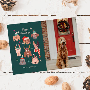 Cartes Pour Fêtes Annuelles Joyeux Howlidays Chiens d'hiver Photo Noël