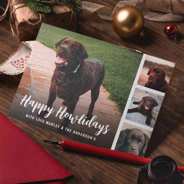 Cartes Pour Fêtes Annuelles Joyeux Howlidays Collage de photos d'animaux de co (Créateur téléchargé)