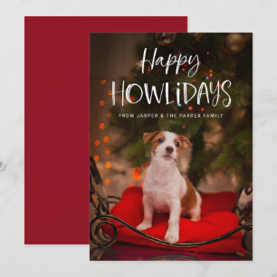 Cartes Pour Fêtes Annuelles Joyeux Howlidays   Cute chien animal de compagnie 
