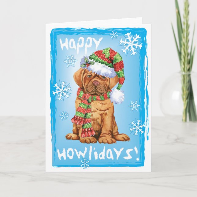 Cartes Pour Fêtes Annuelles Joyeux Howlidays Dogue (Devant)