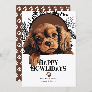 Cartes Pour Fêtes Annuelles Joyeux Howlidays Français Jouet Spaniel Chien Noël