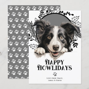Cartes Pour Fêtes Annuelles Joyeux Howlidays Frontière Collie Chien Noël