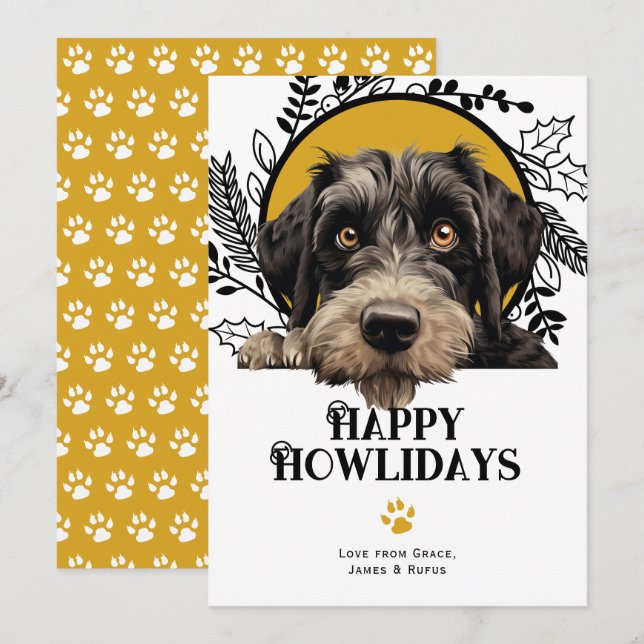 Cartes Pour Fêtes Annuelles Joyeux Howlidays Giant Schnauzer Chien Noël (Devant / Derrière)