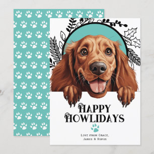 Cartes Pour Fêtes Annuelles Joyeux Howlidays Irish Setter Dog Christmas