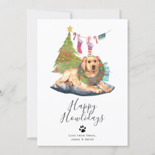 Cartes Pour Fêtes Annuelles Joyeux Howlidays Jaune Labrador Chien Noël