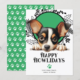 Cartes Pour Fêtes Annuelles Joyeux Howlidays Jouet Fox Terrier Chien Noël