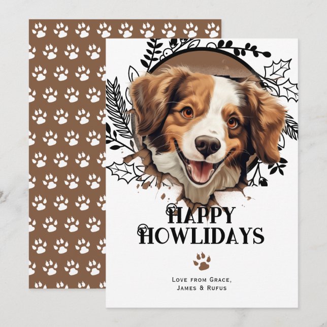 Cartes Pour Fêtes Annuelles Joyeux Howlidays Kooikerhondje Chien Noël (Devant / Derrière)