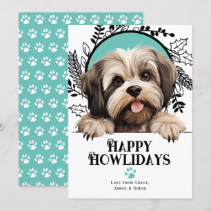 Cartes Pour Fêtes Annuelles Joyeux Howlidays Lhasa Apso Dog Christmas