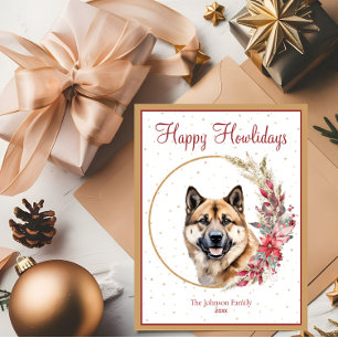 Cartes Pour Fêtes Annuelles Joyeux Howlidays mignon chien Akita