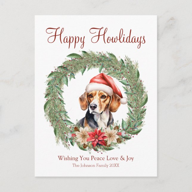 Cartes Pour Fêtes Annuelles Joyeux Howlidays mignon chien Beagle (Devant)