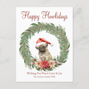 Cartes Pour Fêtes Annuelles Joyeux Howlidays mignon chien Carlin