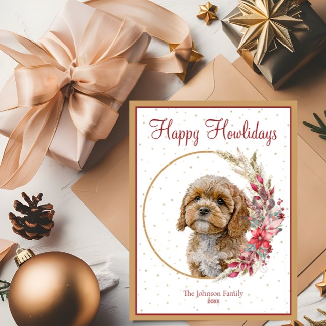 Cartes Pour Fêtes Annuelles Joyeux Howlidays mignon chien Cavapoo (Créateur téléchargé)