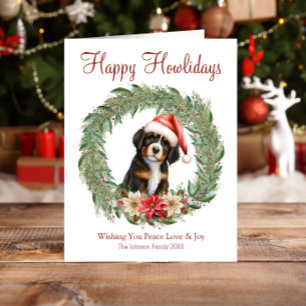 Cartes Pour Fêtes Annuelles Joyeux Howlidays mignon chien de montagne bernois