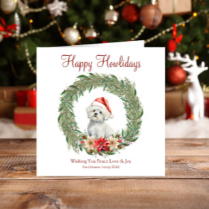 Cartes Pour Fêtes Annuelles Joyeux Howlidays mignon chien maltais