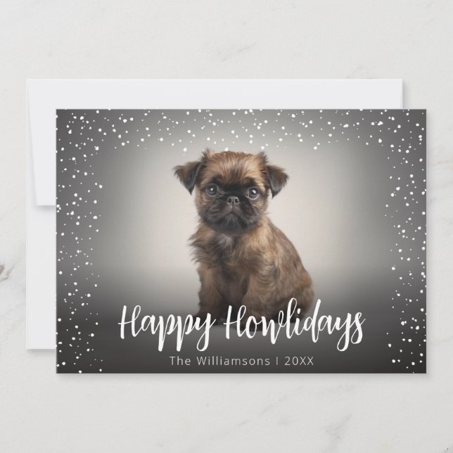 Cartes Pour Fêtes Annuelles Joyeux Howlidays mignon chien photo Noël (Devant)