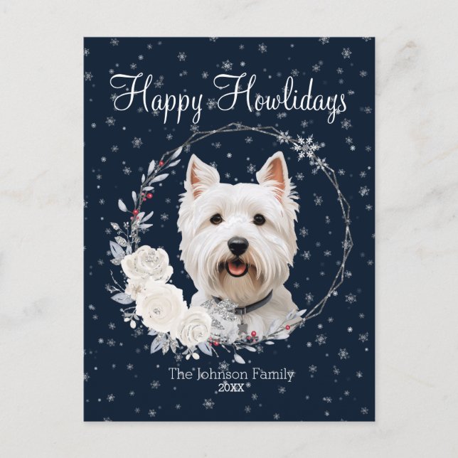Cartes Pour Fêtes Annuelles Joyeux Howlidays mignon chien Westie (Devant)