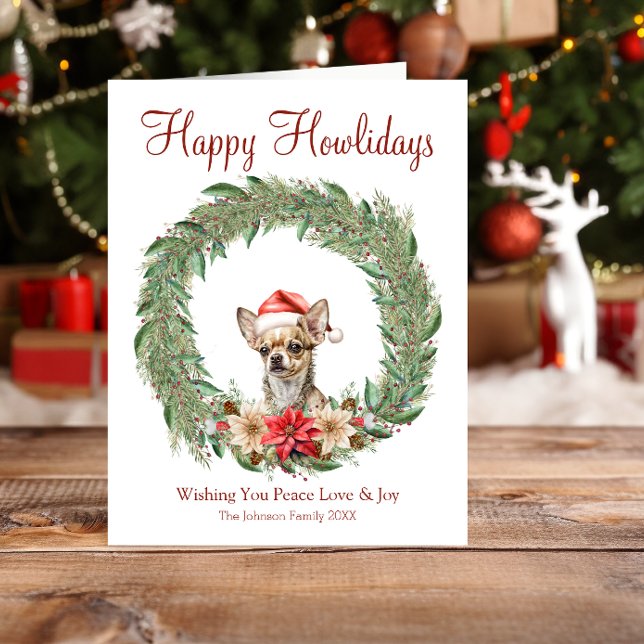 Cartes Pour Fêtes Annuelles Joyeux Howlidays mignon Chihuahua Chig (Créateur téléchargé)