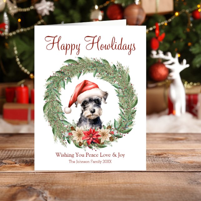 Cartes Pour Fêtes Annuelles Joyeux Howlidays mignon Schnauzer Chien de petite  (Créateur téléchargé)