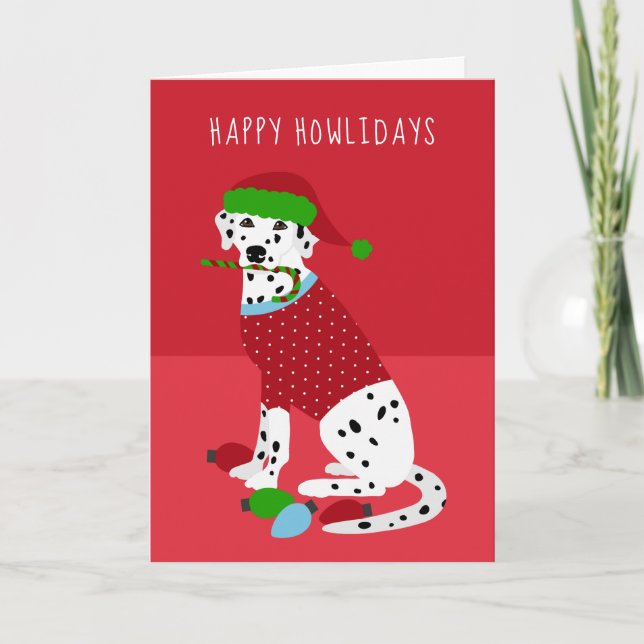 Cartes Pour Fêtes Annuelles Joyeux Howlidays Noël dalmate (Devant)