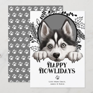 Cartes Pour Fêtes Annuelles Joyeux Howlidays Noël de Chien Husky Sibérien