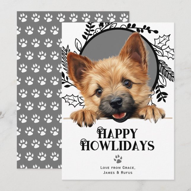 Cartes Pour Fêtes Annuelles Joyeux Howlidays Norwich Terrier Dog Christmas (Devant / Derrière)