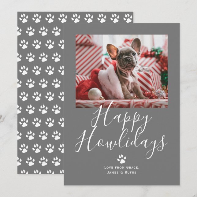 Cartes Pour Fêtes Annuelles Joyeux Howlidays Pet Dog Christmas (Devant / Derrière)
