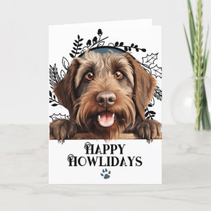 Cartes Pour Fêtes Annuelles Joyeux Howlidays Pointing À poils durs Griffon Dog