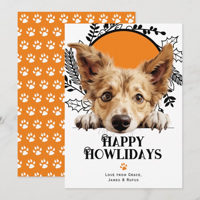 Cartes Pour Fêtes Annuelles Joyeux Howlidays portugais Podengo Pequeno (Devant / Derrière)
