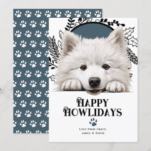 Cartes Pour Fêtes Annuelles Joyeux Howlidays Samoyed Dog Christmas