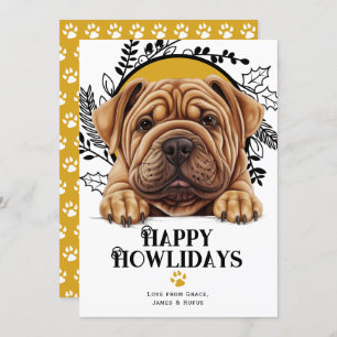 Cartes Pour Fêtes Annuelles Joyeux Howlidays Shar Pei Chien Noël