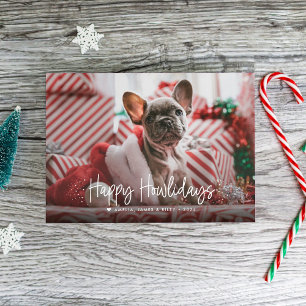 Cartes Pour Fêtes Annuelles Joyeux Howlidays Single Photo Pet Christmas