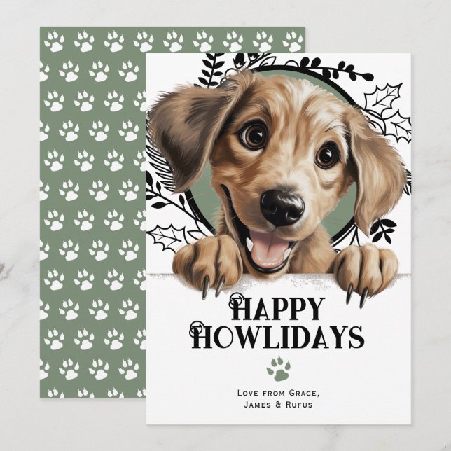 Cartes Pour Fêtes Annuelles Joyeux Howlidays Sloughi Chig Christmas (Devant / Derrière)