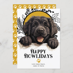 Cartes Pour Fêtes Annuelles Joyeux Howlidays Terre-Neuve Chien Noël