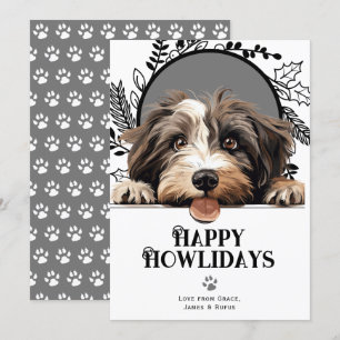 Cartes Pour Fêtes Annuelles Joyeux Howlidays Tibétain Terrier Chien Noël