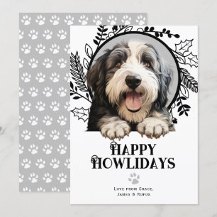 Cartes Pour Fêtes Annuelles Joyeux Howlidays Vieux anglais mouton chien Noël