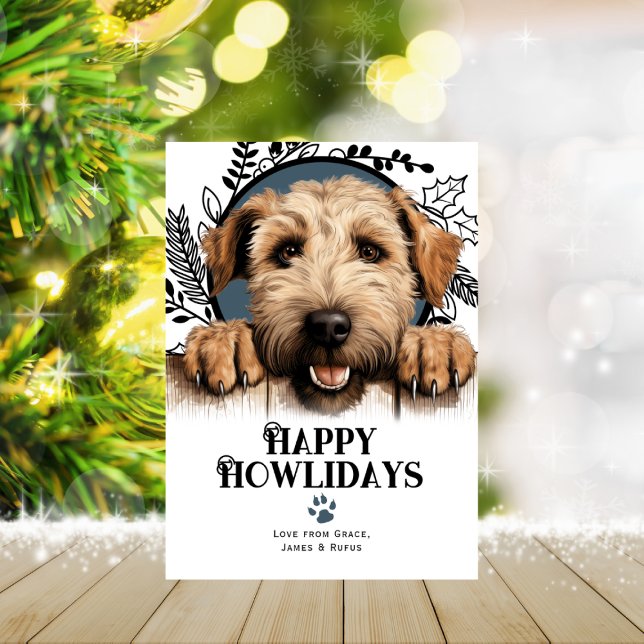Cartes Pour Fêtes Annuelles Joyeux Howlidays Wheaten Terrier Dog Christmas (Happy Howlidays Wheaten Terrier Dog Christmas Holiday Cards by Ricaso. Cute dog breeds holiday cards)