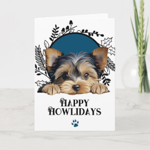 Cartes Pour Fêtes Annuelles Joyeux Howlidays Yorkshire Terrier Chien Noël