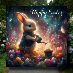 Cartes Pour Fêtes Annuelles Joyeux Imaginaire de Pâques Jardin Fleur Bunny Art