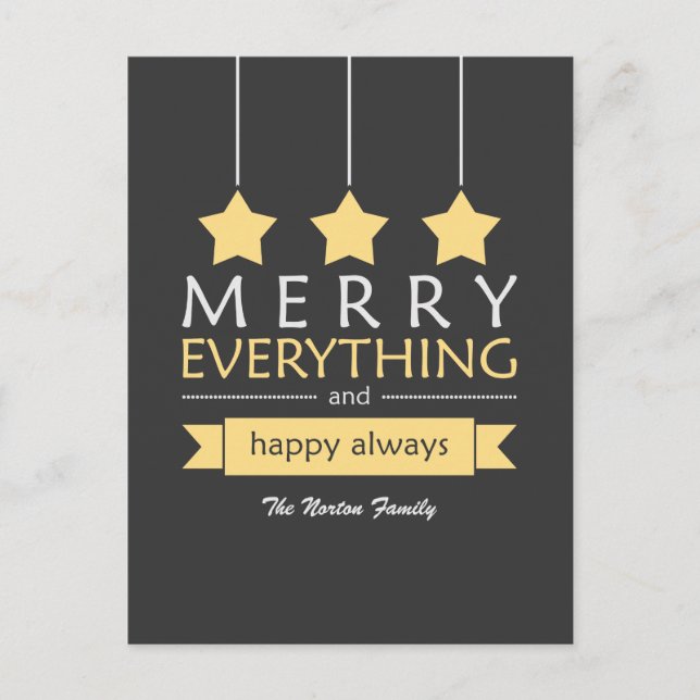 Cartes Pour Fêtes Annuelles Joyeux jaune et gris tout vacances (Devant)