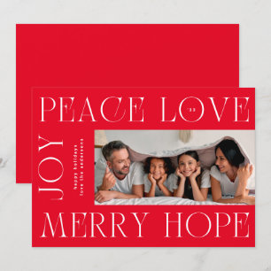 Cartes Pour Fêtes Annuelles Joyeux JOIE JOIE PAIX AMOUR Rouge moderne