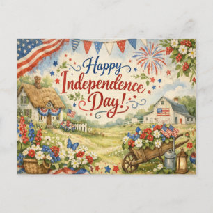 Cartes Pour Fêtes Annuelles Joyeux Jour de l'Indépendance Cottage Garden