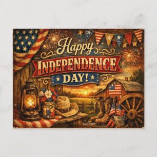 Cartes Pour Fêtes Annuelles Joyeux Jour de l'Indépendance Grange Rustique de C
