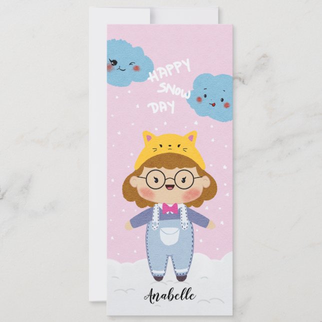 Cartes Pour Fêtes Annuelles Joyeux Jour de neige Illustration Nom Signet (Devant)