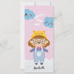 Cartes Pour Fêtes Annuelles Joyeux Jour de neige Illustration Nom Signet