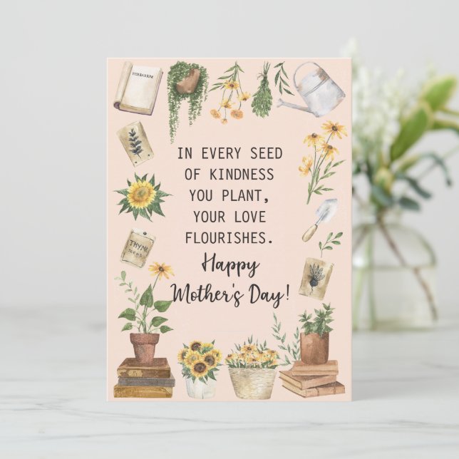 Cartes Pour Fêtes Annuelles Joyeux Jour des Mères Aquarelle Jardin de tourneso (Debout devant)