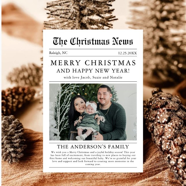 Cartes Pour Fêtes Annuelles Joyeux journal de Noël Photo de famille (Créateur téléchargé)