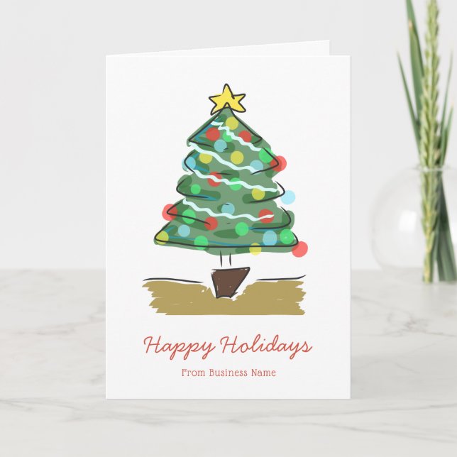 Cartes Pour Fêtes Annuelles Joyeux Jours fériés Arbre Entreprise Noël (Devant)