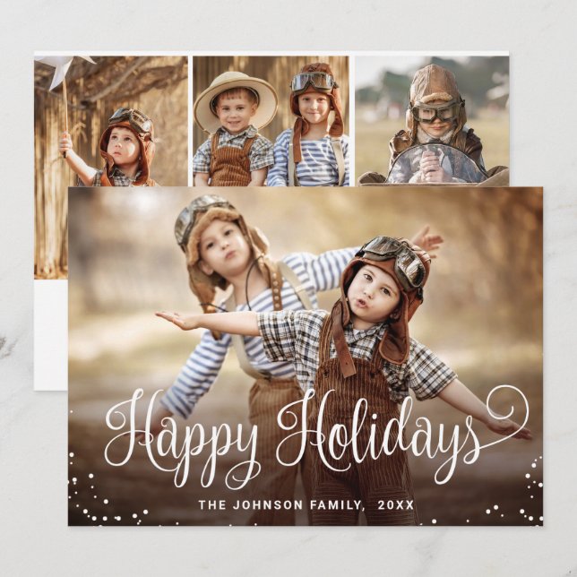 Cartes Pour Fêtes Annuelles Joyeux Joyeux Jours 4 PHOTO Noël Salutation (Devant / Derrière)